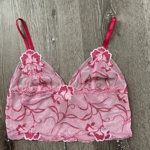 Vintage DKNY‎ Lace Crop Cami Bralette Top Y2K Pink Medium